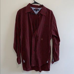 Tommy Hilfiger Button down. Red/black plaid. Large